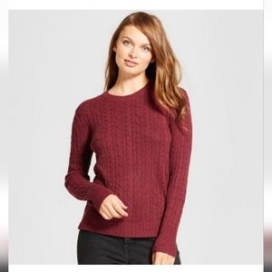 NWT a.new.day Cabernet Red Heathered Cable Knit Small Pullover Sweater